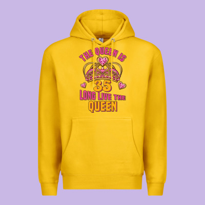 The Queen Is 35 Long Live The Queen Premium Hoodie Designed By Jasminsmagicworld