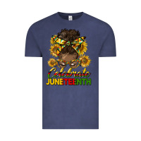 Vintage Denim celebrate juneteenth black woman bun Vintage Tee - HRA Design Shop