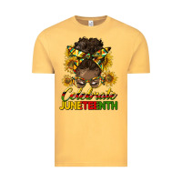 Vintage Mustard celebrate juneteenth black woman bun Vintage Tee - HRA Design Shop
