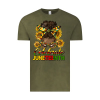 Vintage Olive celebrate juneteenth black woman bun Vintage Tee - HRA Design Shop
