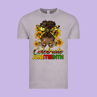 Celebrate Juneteenth Black Woman Bun Vintage Tee Designed By Hra Design Shop