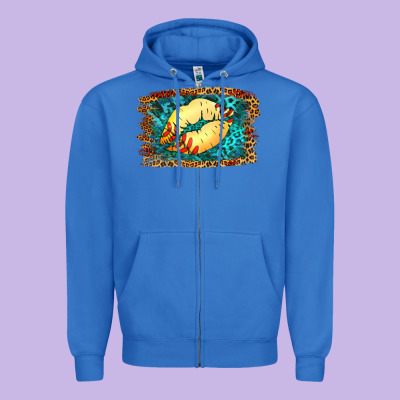Softball Lips Zipper Hoodie Designed By Jasminsmagicworld