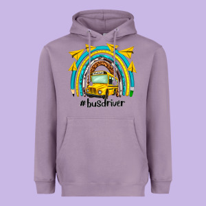 Bus Driver Rainbow Heavyweight Hoodie Designed By Nancycooperartshop