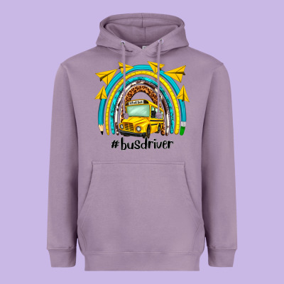 Bus Driver Rainbow Heavyweight Hoodie Designed By Nancycooperartshop