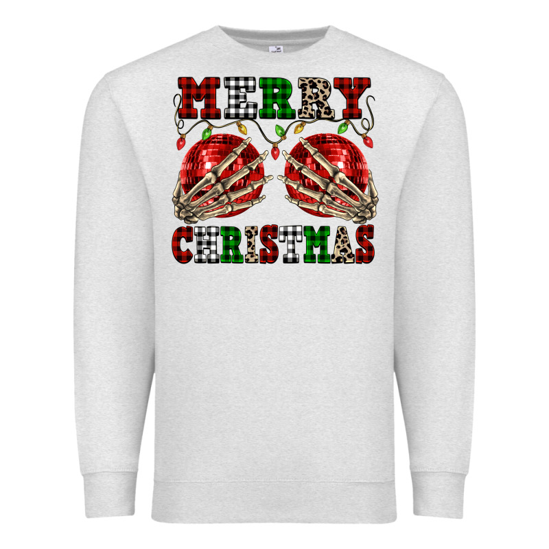 Merry Christmas Skeleton Hands Boobs Premium Sweatshirt by NancyCooperArtShop | Teevron