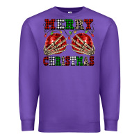 Purple Merry Christmas skeleton hands boobs Premium Sweatshirt - NancyCooperArtShop