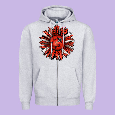 Ladybug Sunflower Zipper Hoodie Designed By Jasminsmagicworld