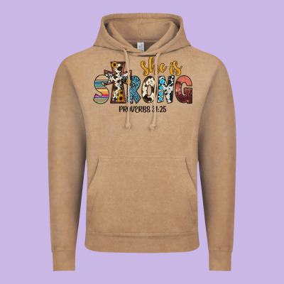 She İs Strong Proverbs 31 25 Vintage Hoodie Designed By Jahusdesignshop