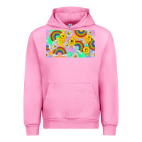 Fuchsia Pink smile faces and rainbow and daisys Urban Hoodie - TumblerDesignByShophia
