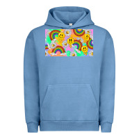 Pigment Pebble Blue smile faces and rainbow and daisys Urban Hoodie - TumblerDesignByShophia