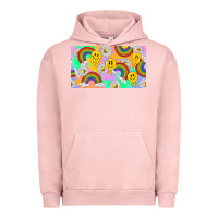 Pigment Salmon smile faces and rainbow and daisys Urban Hoodie - TumblerDesignByShophia