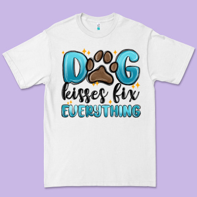 Premium Tee dog kisses fix everything