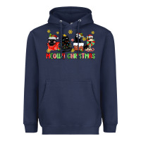 Navy meowy christmas cats Heavyweight Hoodie - MaliasSmallBusiness