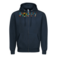 Navy poppy cowhide sunflower Zipper Hoodie - Jasminsmagicworld