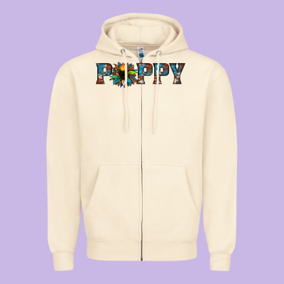 Poppy Cowhide Sunflower Zipper Hoodie Designed By Jasminsmagicworld