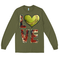 Army Green softball love Long Sleeve Tee - JahusDesignShop