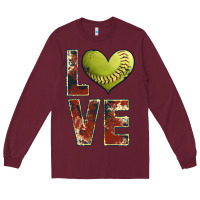 Burgundy softball love Long Sleeve Tee - JahusDesignShop