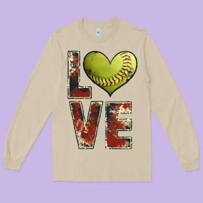 Softball Love Long Sleeve Tee Designed By Jahusdesignshop
