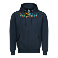 Navy nana cowhide sunflower Zipper Hoodie - Jasminsmagicworld