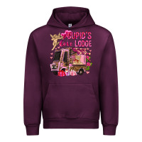 Mauve Wine Cupid's love lodge with truck Valentine's Day Urban Hoodie - HowdyJamesFarm