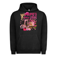 Pigment Black Cupid's love lodge with truck Valentine's Day Urban Hoodie - HowdyJamesFarm
