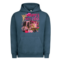 Pigment Midnight Navy Cupid's love lodge with truck Valentine's Day Urban Hoodie - HowdyJamesFarm