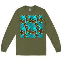 Army Green turquoise leopard seamless pattern Long Sleeve Tee - BundleAndBundleShop