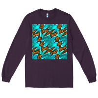 Plum turquoise leopard seamless pattern Long Sleeve Tee - BundleAndBundleShop
