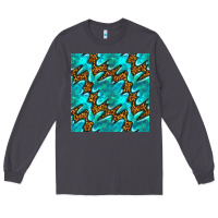 Smoke turquoise leopard seamless pattern Long Sleeve Tee - BundleAndBundleShop