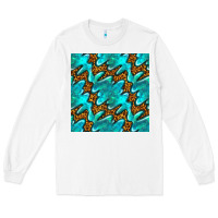 White turquoise leopard seamless pattern Long Sleeve Tee - BundleAndBundleShop