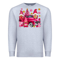 Heather Grey Pink christmas gnomes truck Premium Sweatshirt - NancyCooperArtShop