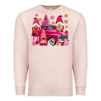 Pale Pink Pink christmas gnomes truck Premium Sweatshirt - NancyCooperArtShop