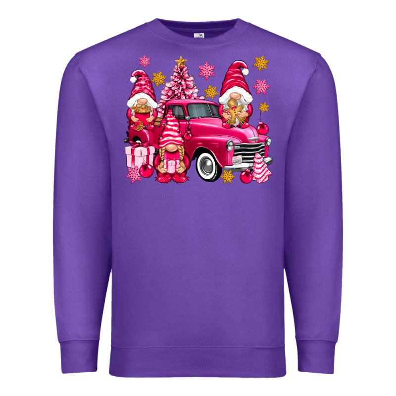 Pink Christmas Gnomes Truck Premium Sweatshirt by NancyCooperArtShop | Teevron