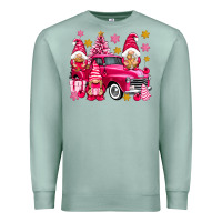 Seafoam Pink christmas gnomes truck Premium Sweatshirt - NancyCooperArtShop