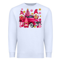 White Pink christmas gnomes truck Premium Sweatshirt - NancyCooperArtShop