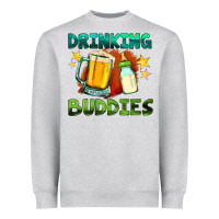 Heather Grey drinking buddies with baby bottle and beer Heavyweight Sweatshirt - HRA Design Shop