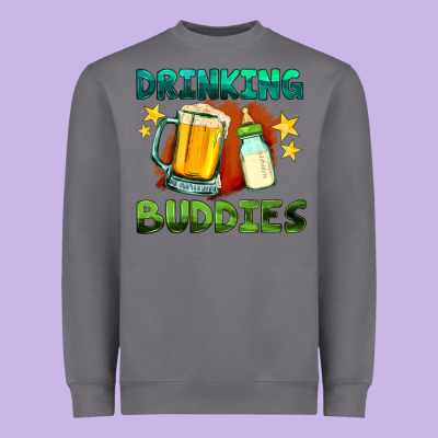 Drinking Buddies With Baby Bottle And Beer Heavyweight Sweatshirt Designed By Hra Design Shop