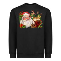 Black santa and hot cocoa cup Heavyweight Sweatshirt - FaDigitalArtStudio