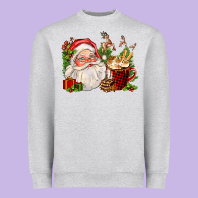 Santa And Hot Cocoa Cup Heavyweight Sweatshirt Designed By Fadigitalartstudio