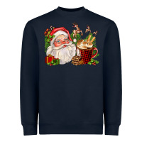 Navy santa and hot cocoa cup Heavyweight Sweatshirt - FaDigitalArtStudio