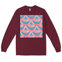 Burgundy american flag seamless pattern Long Sleeve Tee - BundleAndBundleShop