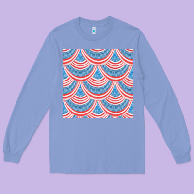 American Flag Seamless Pattern Long Sleeve Tee Designed By Bundleandbundleshop