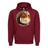 Burgundy floral leopard guinea pigs Zipper Hoodie - Jasminsmagicworld