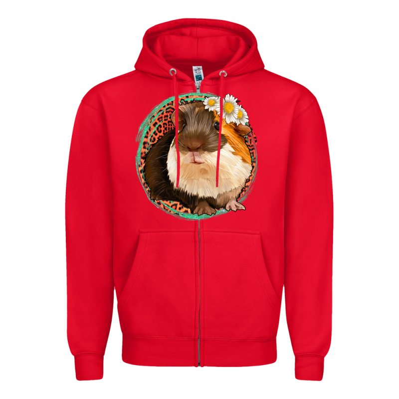 Floral Leopard Guinea Pigs Zipper Hoodie by Jasminsmagicworld | Teevron
