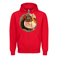 Red floral leopard guinea pigs Zipper Hoodie - Jasminsmagicworld