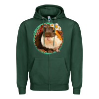 Sports Green floral leopard guinea pigs Zipper Hoodie - Jasminsmagicworld