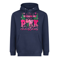 Navy i'm dreaming of a pink christmas flamingo Heavyweight Hoodie - MaliasSmallBusiness