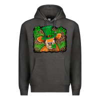 Charcoal Heather st patricks orange cow with leopard background Premium Hoodie - Jasminsmagicworld