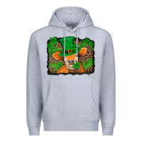 Heather Grey st patricks orange cow with leopard background Premium Hoodie - Jasminsmagicworld