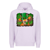 Lilac st patricks orange cow with leopard background Premium Hoodie - Jasminsmagicworld